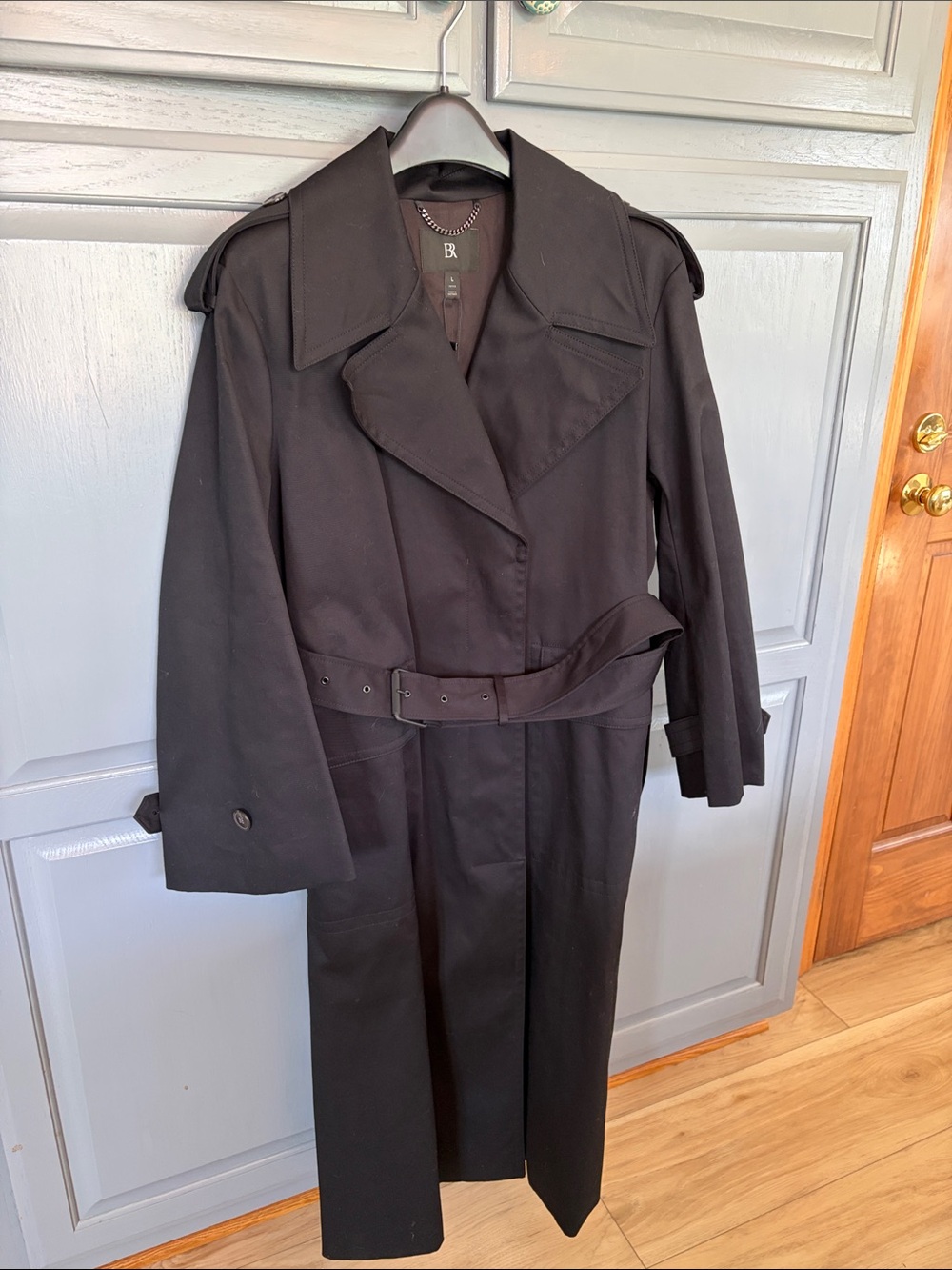Banana Republic Black Long Trench Coat with Belt